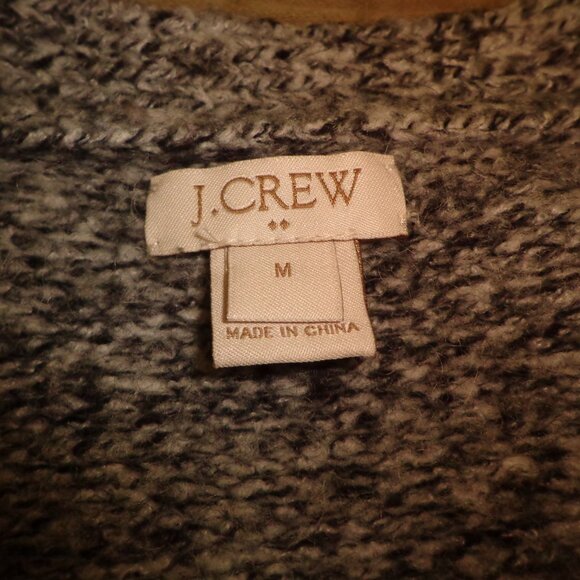 J. Crew Open Knit Cardigan M Tight Knit Black/Grey Long Sleeves - Picture 3 of 11